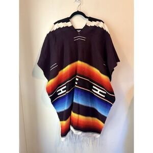 Tribal Serape Mexican Adult Poncho One Size Fits Most Colorful Spanish Sunset